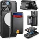 for iPhone 15 Pro Max Wallet Case Compatible with Magsafe, RFID Blocking Magnetic Card Holder Detachable Kickstand Detachable Shockproof Phone Cover, Black