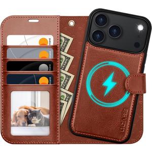 OCASE for iPhone 17 Pro Max Detachable Wallet Case with Card Holder, 2 in 1 PU Leather Flip Folio with RFID Blocking Stand Wrist Strap Shockproof Phone Cover 6.9 Inch 2025, Dark Brown