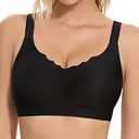 Bras for Women No Underwire, Wireless Bras with Support, Breathable Padded Bra Seamless Bras, Black XX-Large