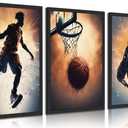 3pcs Basketball Canvas Wall Art Basketball Posture Sports Posters Prints Youth Basketball Room Wall Decor Pictures For Sports Teens Boys Man Cave Home Decor Unframed
