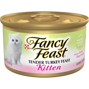 Purina Fancy Feast Kitten Tender Turkey Feast Wet Kitten Food Pate - (Pack of 24) 3 oz. Cans Best Before August 2027
