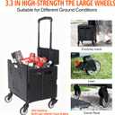 Foldable Utility Cart Portable Rolling Crate Handcart Shopping Trolley Collapsible Rolling Crate cart Tool Box, with Lid, Pull carts on Wheels, for Grocery, Shopping, Office, Teacher