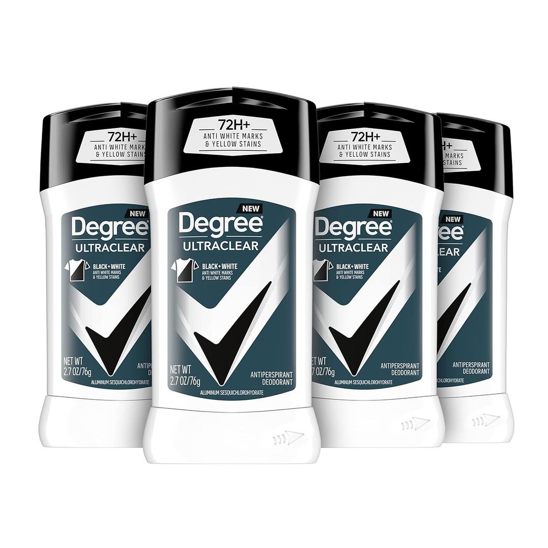 4 x Degree Men UltraClear Antiperspirant Deodorant Black + White 72-Hour Sweat & Odor Protection Antiperspirant For Men With MotionSense Technology 2.7 Ounce (Pack of 4)