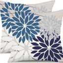 DFXSZ Outdoor Throw Pillow Covers 18x18 Inch Set of 2 Spring Summer Geometric Elegant Decorative Throw Pillows Blue Outdoor Waterproof Pillow Covers for Patio Funiture Garden Couch 158A18