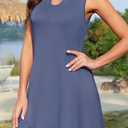 Women's Casual Summer Sleeveless Dresses Beach Boho Sundress Dress with Pockets (Purple, S)