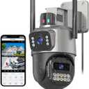 6MP Security Camera Outdoor, Dual Lens Outside Cameras for Home Security with Cord, IP66 Waterproof, AI Tracking, Light Alarm, Color Night, 2-Way Talk, 24/7 Record,SD/Cloud (S300)
