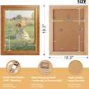 12x16 Wood Picture Frame, HD Real Glass 12x16 Ornate Natural Wooden Vintage Photo Frame, 12 by 16 Painting Poster Frame with Brown Border and Gold Distressed Rust-Like Finish for Art, Tabletop or Wall Decor (1 Pack）