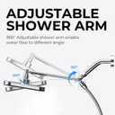 Wide Rain Shower Head With 5 Modes Handheld Showerheads, High Pressure Showerhead Combo with Extension Arm for Bathroom Accessories, Adjustable Shower Head with Anti-Clog Nozzles (Chrome)