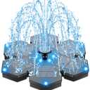 SZMP Solar Fountain 2025 Upgraded, 3.5W Snowflake Double Layer Colorful Lights, 2000mAh Battery 4 Fixes & 7 Nozzles, Solar Bird Bath Fountain for Garden Patio Pond Outdoor Dcor