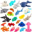 22PCS 3D Printed Sea Animals Toys, 3D Printed Ocean Animals Articulating Flexible Fidget Toys, Cute Animal Figurines Toys for Easter Birthday Party Favors Office Desktop Home Decoration