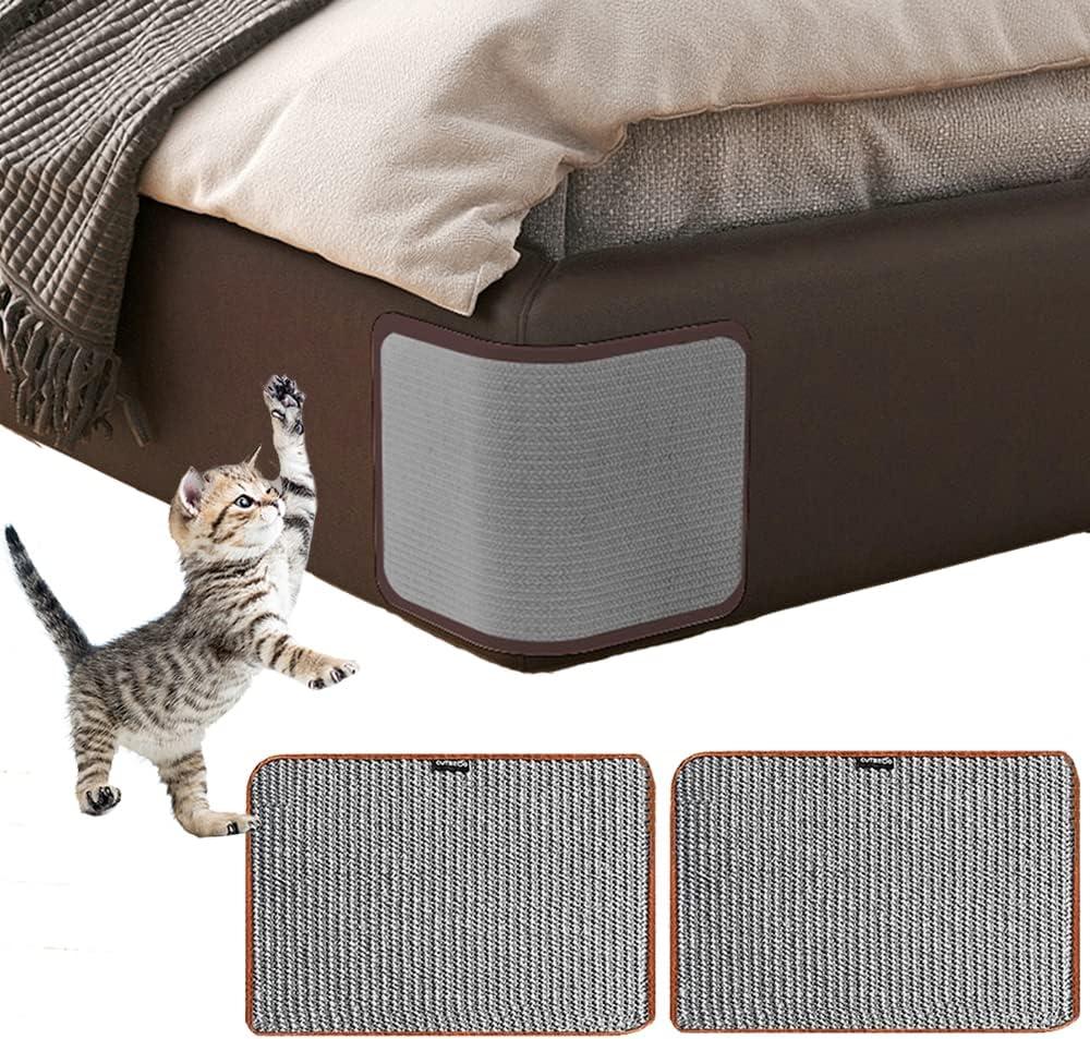 2PCS Cat Scratcher Mat Sofa Protector Natural Sisal Cat Scratching Mat Cat Scratch Couch Cover Grinding Claws Couch Guard Pad (11.8"x7.9" Gray) (11.8"x7.9" Small Grey 2PCS)