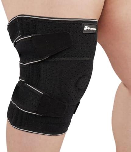 Feamero Plus Size Knee Brace for Women and Men, Innovative Cross-Pressure Adjustable Knee Support with Side Stabilizers for Meniscus Tears, Arthritis and Joint Pain Relief (XL/2XL)
