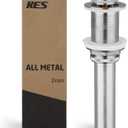 KES Bathroom Sink Drain Without Overflow Vessel Sink Lavatory Vanity Pop Up Drain Stopper Brushed Nickel Finish for 1.6"-1.9" Sink Hole, Brass and Stainless Steel, S2008D-BN