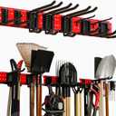 NattyDot Garage Tool Organizer Wall Mount 49.5inch With 9 Hooks,Shovel Holder Wall Mount Ski Rck for Garage Garden Tool Rack Heavy Duty(Red)