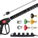M MINGLE Replacement Pressure Washer Gun with Extension Wand, M22 15mm or M22 14mm Fitting, 5 Nozzle Tips, 40 Inch, 4000 PSI