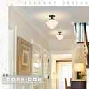 Bagood 8" Schoolhouse Light Fixtures Ceiling Black Schoolhouse Lights Fixture Mid Century Light Fixtures Milk Glass Lights Fixture Semi Flush Mount Ceiling for Bathroom Kitchen (Bulb Incl.)