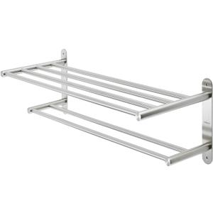 Bathroom Towel Rack with 24-Inch Multilayer Hotel Racks 304 Stainless Steel Towel Bar Shelf Wall-Mounted Brushed Finish Bar with Towel Shelves,2-Tier Bar Mounted (Silver 3)