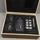 LUXULISH Whiskey Decanter Gift Set with Handcrafted Wooden Box, Twisted Bourbon Decanter, 2 Crystal Glasses, 8 Stainless Steel Ice Cubes, 2 Slate Coasters and Tongs, Whiskey Gifts for Men Dad