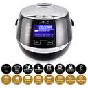 Yum Asia Sakura Rice Cooker with Ceramic Bowl and Advanced Fuzzy Logic (8 Cup, 1.5 Litre) 6 Rice Cook Functions, 6 Multicook Functions, Motouch LED Display, 120V Power (Black and Silver)