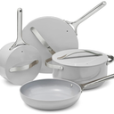 Caraway Nonstick Ceramic Cookware Set (12 Piece) Pots, Pans, Lids and Kitchen Storage - Non Toxic - Oven Safe & Compatible with All Stovetops - White, 12pc Set