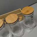 3 x 54 oz Glass Coffee Bean Storage Container with Shelf 3PCS Glass Containers with Airtight Locking Clamp Lid Spoons Coffee Canister Set Jars for Kitchen Food Storage Tea Sugar Wood