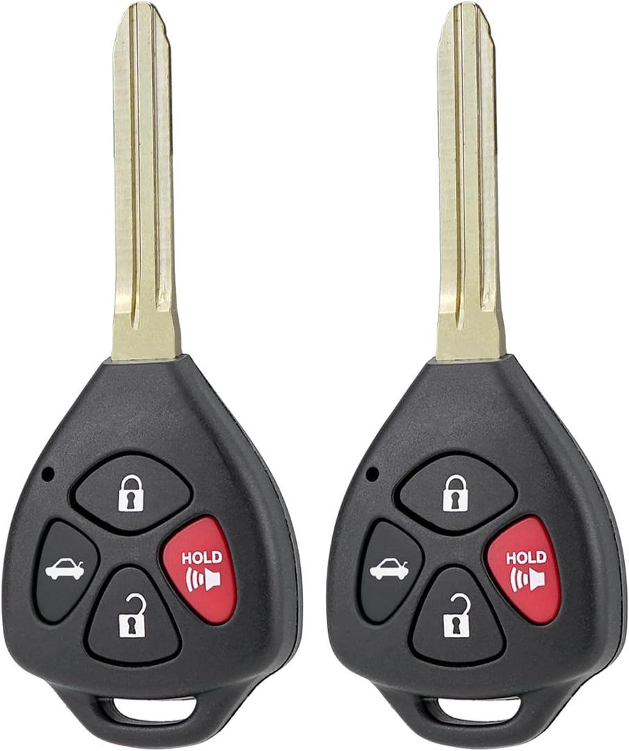 Car Key Fob Replacement 4 Buttons for Toyota Camry Remote Key Fit for 2007 2008 2009 2010 2011 Toyota Camry Keyless Entry Remote Fob HYQ12BBY 5938197 with 67 Chip ( Pack of 2)