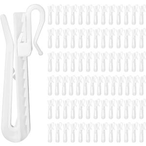 Plastic Curtain Hook Adjustable Pinch Pleat Curtain Hooks 3.1Inch Ratchet System Pinch Pleated Curtain Hook White for Bedrooms Living Rooms Bathrooms Outdoor Courtyards Study Rooms (80 Pcs)