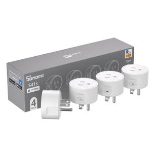 SONOFF Matter Smart Plug S41s 4-Pack, 15A 1800W WiFi Smart Plug Outlet, ETL Certified, Remote & Voice Control with Timer, Compatible with Alexa, Google Home, Apple HomeKit & SmartThings