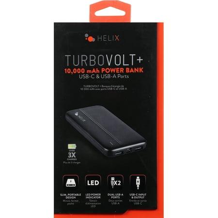 Helix/Retrak Power Bank 10000 with USB-C and Dual USB-A Ports Black Batteries