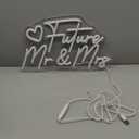 SYLHOME Future Mr & Mrs Led Neon Light Sign Wedding Wall Decor Sign Banner Engagement Party Bridal Shower Light Up Sign Backdrop 15.75" X 9.25" USB Warm
