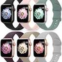 6 Pack Sport Bands Compatible with Apple Watch Band 38mm 40mm 41mm 42mm 44mm 45mm 49mm 46mm,Silicone Waterproof Strap for iWatch Apple Watch Series 11 10 9 Ultra 8 7 6 5 4 3 2 1 SE Women Men