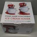 Ice Cream Maker Attachment for KitchenAid, Fits KitchenAid 4.5/5QT & 6QT Mixers, Frozen Ice Cream & Sorbet Gelato Maker, 2 Quart, White