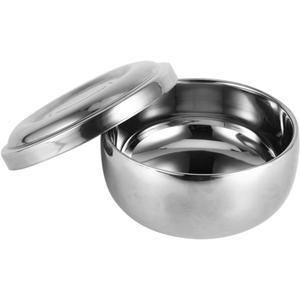 Stainless Steel Shaving Bowl, Men Wet Shaving Soap Mug Bowl Silver Metal Face Cleaning Health Care Shave Tool With Lid, Shaving Soap Dish, Shaving Foam Bowl