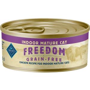 Blue Buffalo Freedom Grain-Free Wet Cat Food, Complete & Balanced Nutrition for Mature Indoor Cats, Made with Natural Ingredients, Chicken Recipe, 5.5-oz. Cans (24 Count) (EXP 03/15/29)