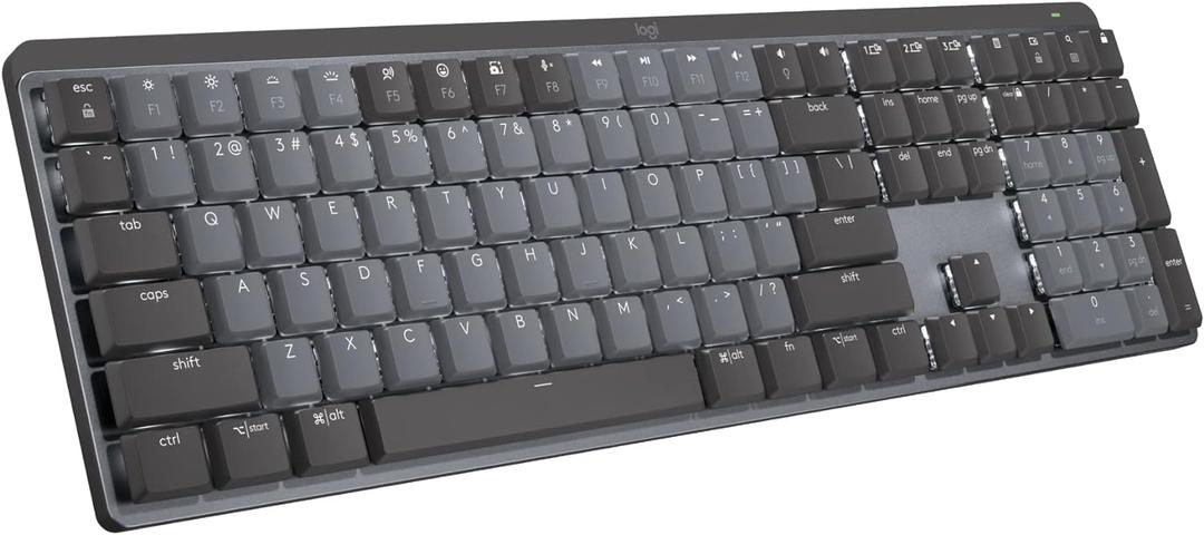 Logitech MX Mechanical Wireless Illuminated Performance Keyboard, Tactile Quiet Switches, Backlit Keys, Bluetooth, USB-C, macOS, Windows, Linux, iOS, Android, Metal, Graphite