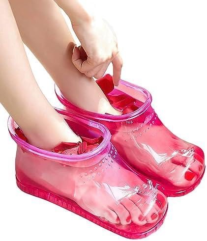 WMHYLYH Movable Foot Soaker, Portable Feet Soaking Tub Massage Foot Bath Shoes, Bath Massager Basin Pedicure Feet Spa Shoes for Thermal Massage to Promote Blood Circulation (Large, Pink)