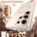 TORRAS Strong Magnetic & Seamless Stand for Samsung Galaxy S25 Ultra Case, Fit for MagSafe, Mil-Grade Drop Protection, Kickstand for Samsung Galaxy S25 Ultra Case, Translucent Back/Gold Edge
