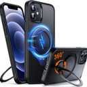 360 O-Ring MagStander for iPhone 12 Case, iPhone 12 Pro Case with Magnetic Stand Ring Holder [Compatible with MagSafe] [Military Shockproof] Kickstand iPhone 12/12 Pro Phone Cover, Black