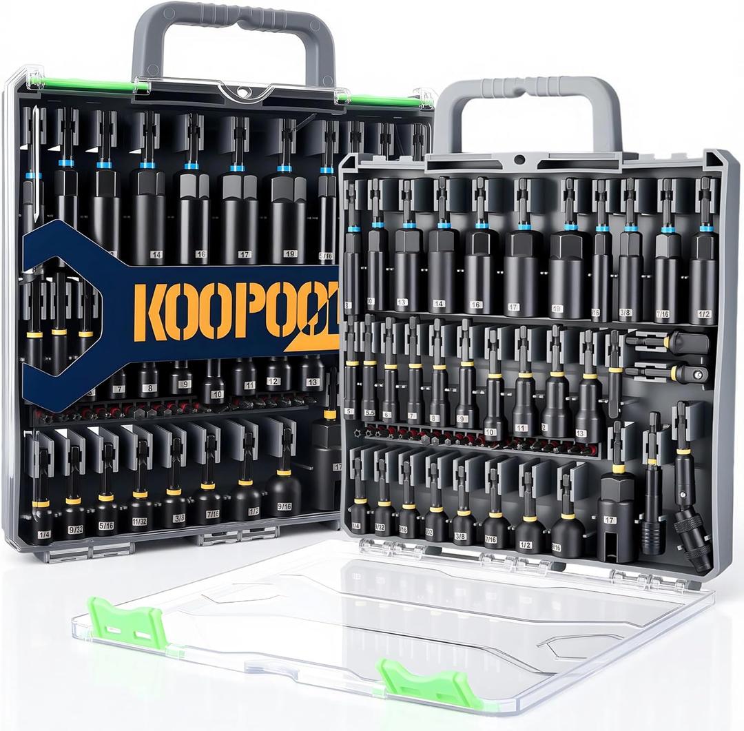 Impact Magnetic Nut Driver Set, 55PCS Impact Driver Bit Set, Deep Magnetic Nut Driver Set, Impact Socket Adapters, Wing Nut Driver, Bit Extension, 1/4'' Quick Change, Storage Box