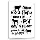 PHAMTE Cow Nursery Decor, Cow Wall Decor- Read Me a Story Tuck Me In Tight, Farm Nursery Decor, Farm Animal Cow Poster Print Framed Canvas Painting For Kids Bedroom Nursery Home Decor(16x24 Inch)