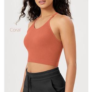 ODODOS Women's Crop Seamless Rib-Knit Camisole Crop Tank Top, Size: M/L