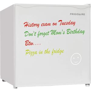 FRIGIDAIRE EFR107-WHITE, Mini Fridge for Dorm with White Board & Small Ice Freezer 1.6 Cu Ft Compact Refrigerator, White