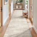 2x10 Runner Rug, Long Hallway Rugs for Dining Room, Living Room, Bedroom, Machine Washable Kitchen Carpet Runner with Rubber Backing, Soft Low Pile Indoor Rug (2'x10', Brown/Beige)