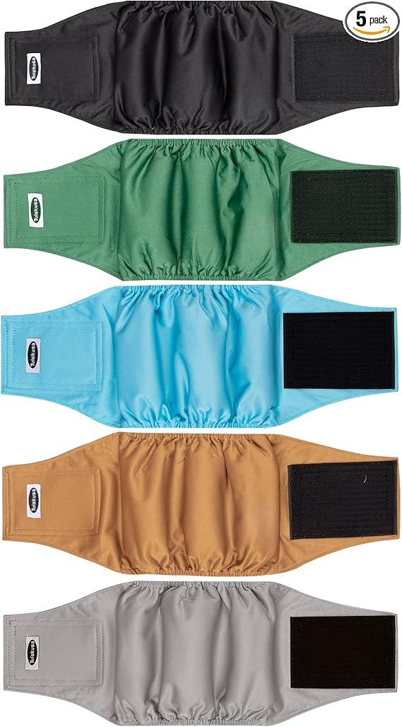 Tuiskusa Male Dog Diapers, High Absorbing Dog Belly Bands for Male Dogs, Washable Reusable Dog Males Wraps(5 Pack)