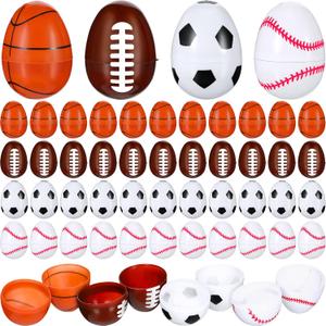 Easter Eggs Empty Sports Balls Plastic Assorted Soccer Football Baseball Basketball Sports Easter Egg Hunt Kit for Candy Stuffers