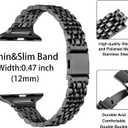MioHHR Slim Metal Band Compatible with Apple Watch Band 42mm(Series 11 10) 41mm(Series 9 8 7) 40mm(Series 6 5 4 SE3/2/1) 38mm(Series 3 2 1),Stainless Steel iWatch Bands for Women,Black