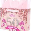 Vichona Gift Bag for Girls, Purple Birthday Party Decorations for Girls, Happy Birthday Gift Bag Card for Daughter Granddaughter Friends, 3pack
