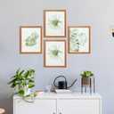 Art3d Framed Wall Art Set of 4 for Wooded Aesthetic Wall Decor for Living room Kitchen Hallway Bedroom, Green Plant Picture Frame, Neutral Botanical Wall Prints (11 x 14", Brown)