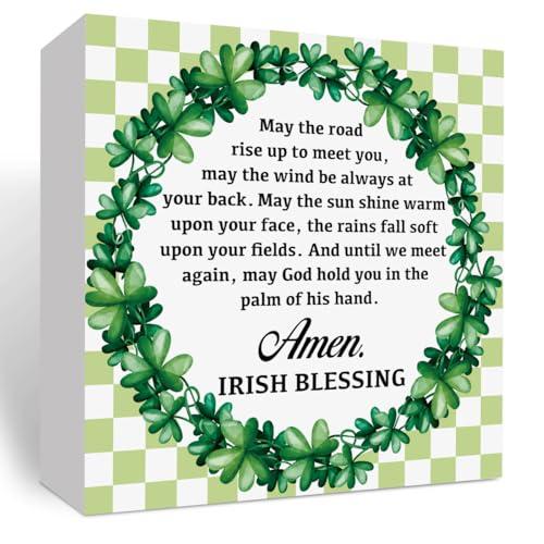 St Patrick's Day Decorations Irish Blessing Sign Irish Blessing Gifts St Patrick's Day Tiered Tray Decorations Shamrock Decorations, Tray Object for Home Table Desk Office Party Decor Mix Of 6