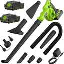 Cordless Leaf Blower with 2 Batteries, Charger & Dust Bag, 2-in-1 20V Cordless Vacuum Cleaner with Self-Locking Switch, Handheld Battery Powered Small Blower for Lawn Care/Dust/Pet Hair/Inflatable Bed